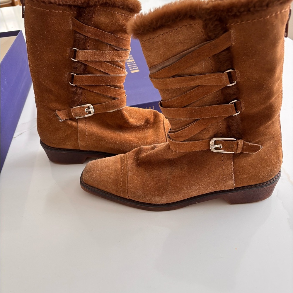 Stuart Weitzman Tan Heeled Boots